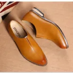 toe slip on casual leather shoes